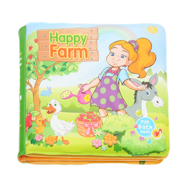 Badebog EVA-skum sikker ikke-giftig BPA-fri nem at rengøre stimulerer fantasien farveopfattelse baby badebog Happy Farm