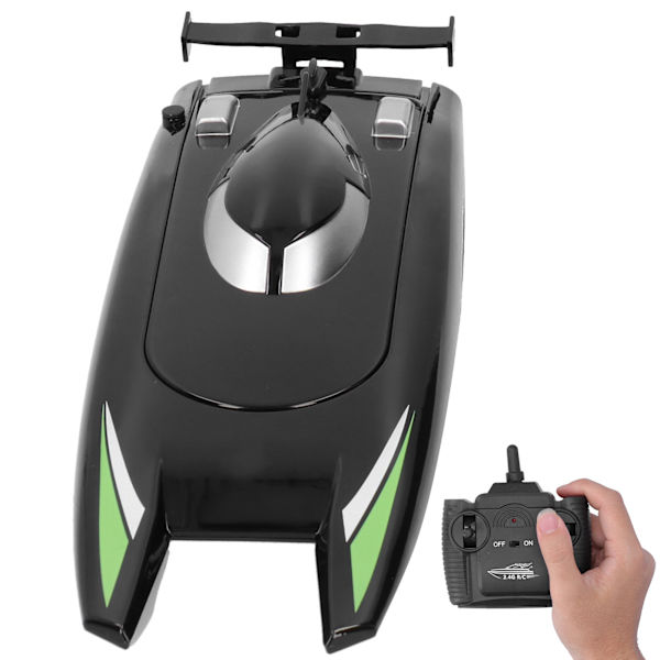 2.4G RC Båt 30KM/T Høyhastighets Racing Båt Dual Motor Fjernkontroll Båt for Barn Svart