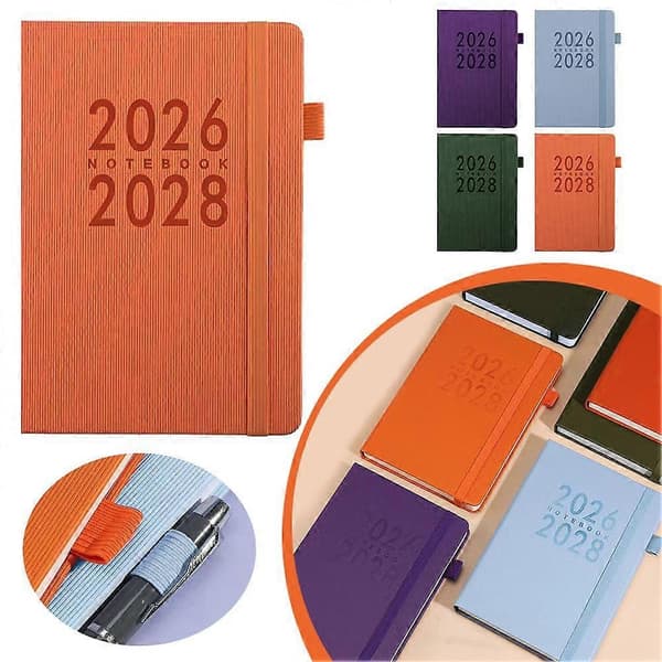 Schemabok Månedsplanlægger Notesbog 2026-2028 Jan Til Dec Blødt Omslag Med Elastik Dagbog Skrivepen Minimalistisk Design Lilla Purple One size