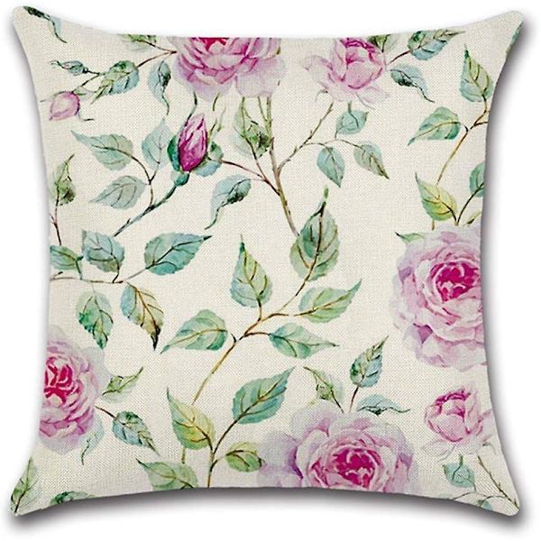 Kukkapioni- ja print set pellava cover , 4 - 45 x 45 cm - Ihanteellinen sänkyyn, autoon ja kotisohvaan