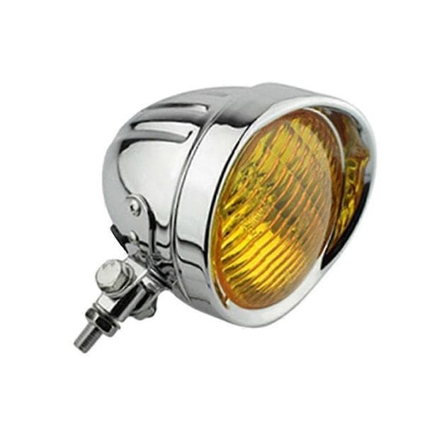 Universal Motorcycle Headlight Easy to Install Vintage Style Improved yellow glass