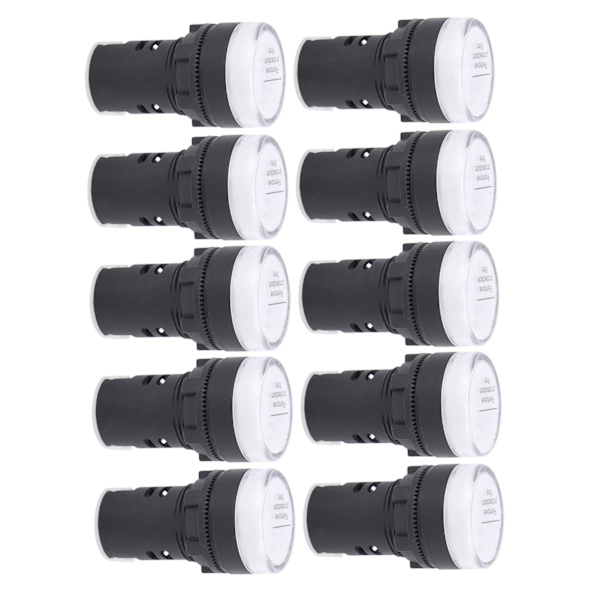 10st AD16‑22DS LED-signalljus Vit Indikator för hög ljusstyrka Utrustning AC/DC12V
