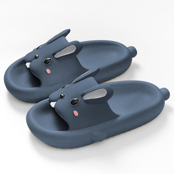 Mjuka Antislip Cartoon Bunny Barntofflor, Flerfärgad Grå, Storlek 39-40
