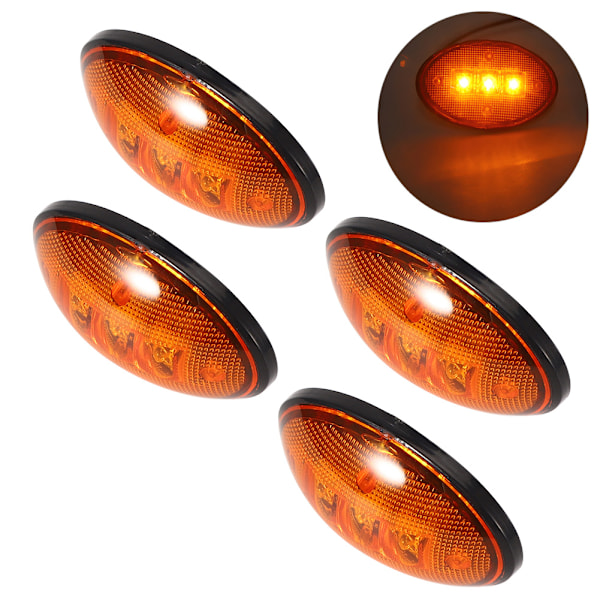 2,3 tommer 12V DC Fender Side Marker Lights Vandtæt Passer til Ford F-serien 1999-2010 (4 stk. ravfarvet lys)