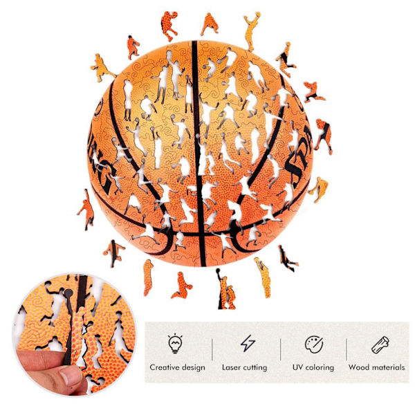 203 stykker uregelmæssig basketball form puslespil trælegetøj træ puslespil gave til voksne og børn