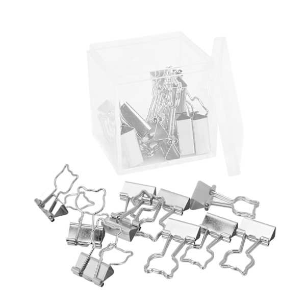 20 st små pärmklämmor Liten björn handtag design Ekologisk hållbar robust multifunktion små pappersklämmorSilver