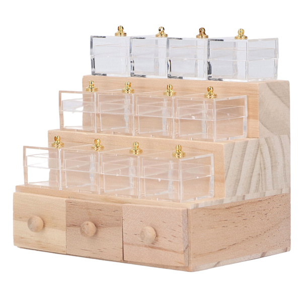 Dockhus Godisdisplay Skåp Trä Livsliknande Miniatyrskåp Möbelmodell Dekorationstillbehör