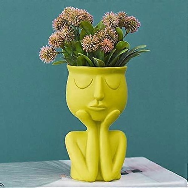 2025 Ny Kreativ Nordisk Blomkruka Vas för Suckulenter Abstrakt Blomkruka Ansikte Inomhus Blommor Gul Vas