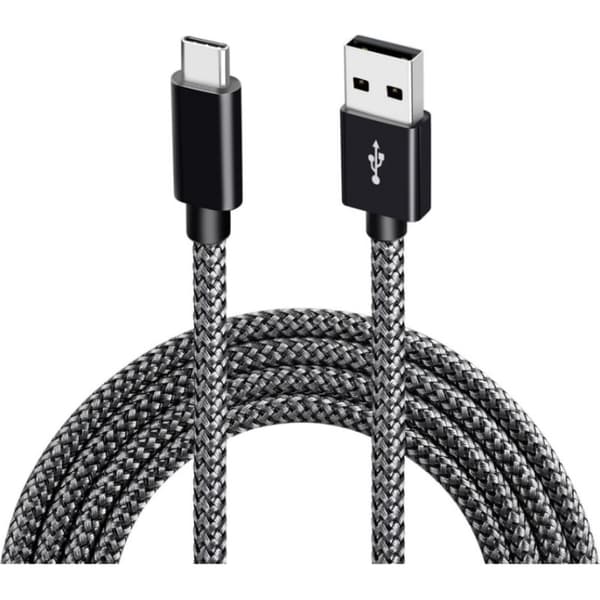 USB-C till USB 2.0-kabel, 3A snabbladdning, 2 meter, svart