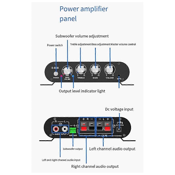 Auto-partner S-838 2.1CH Lyd Effektforstærker