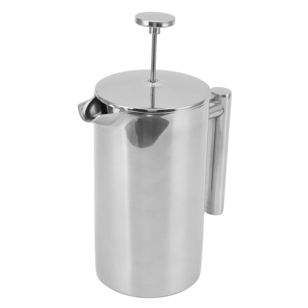 Fransk Press Kaffemaker 304 Rustfritt Stål Dobbeltvegget Te-kanne Håndbrygget Kaffe-presse med Filterskjerm 350ml