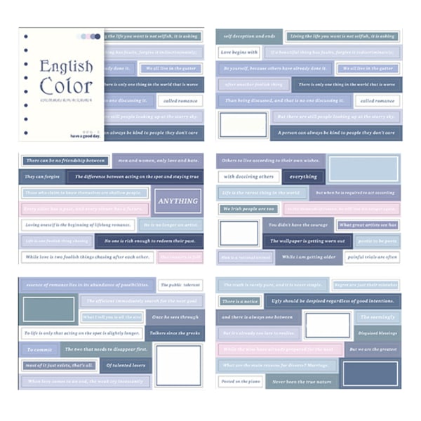 20 arkkia Scrapbook-tarravihko, hienovarainen innovatiivinen englantilainen DIY-suunnittelijatarra Scrapbook-muistikirjaan, päiväkirjaan, tyyppi 1