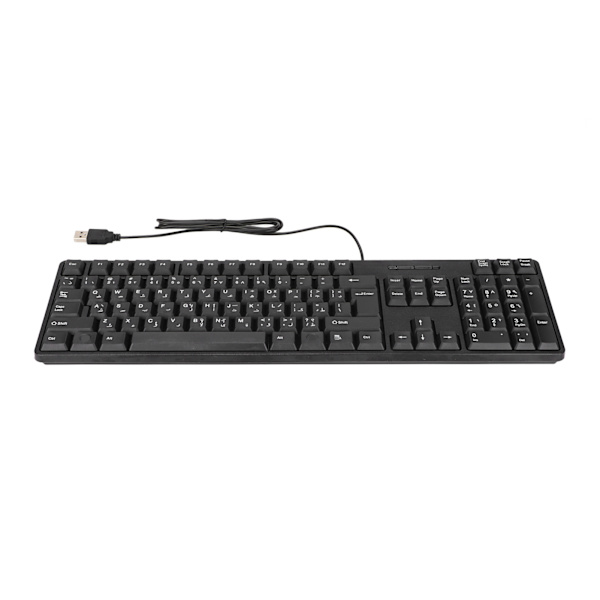 Arabiskt tangentbord 104 tangenter USB-gränssnitt Trådbunden design Svart ABS-material Kontors tangentbord för stationära datorer