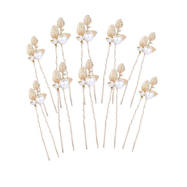 Elegant U-shaped Bridal Hair Pins with Pearls - Set of 10