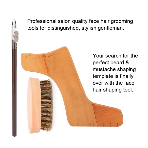 Mænd Skægformeværktøjer Kit Mustache Styling skabelon Pen Grooming Brush