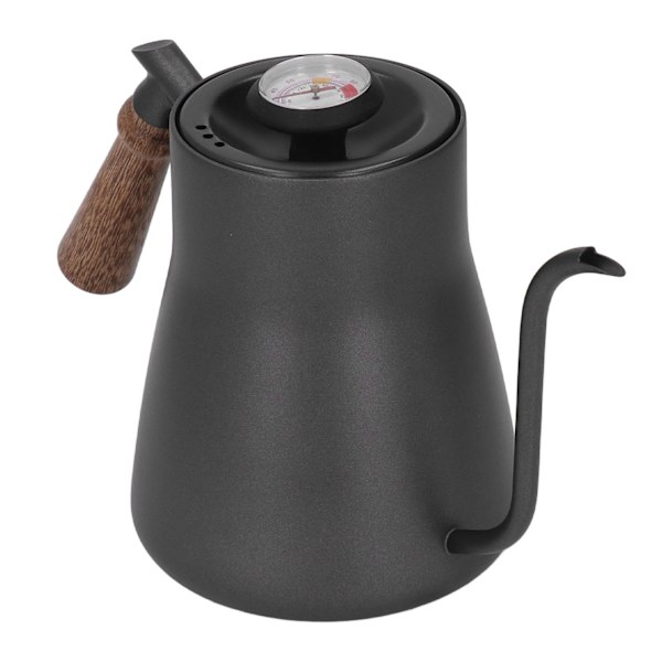 850 ml kaffekjele med termometer i rustfritt stål med gåsehals og trehåndtak