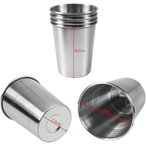 Rostfria krossäkra drickskoppar - 8oz (230ml) - Set om 6