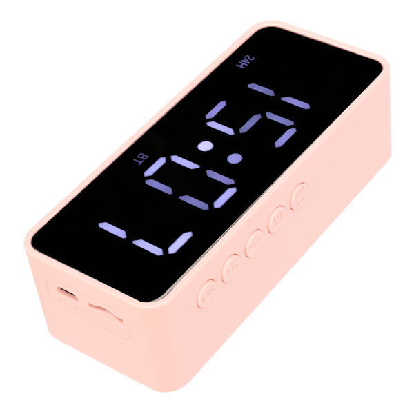 Herätyskello Bluetooth-kaiutin Vääristymätön USB-lataus Peilinäyttö Kannettava digitaalinen kello Langaton kaiutin Pinkki