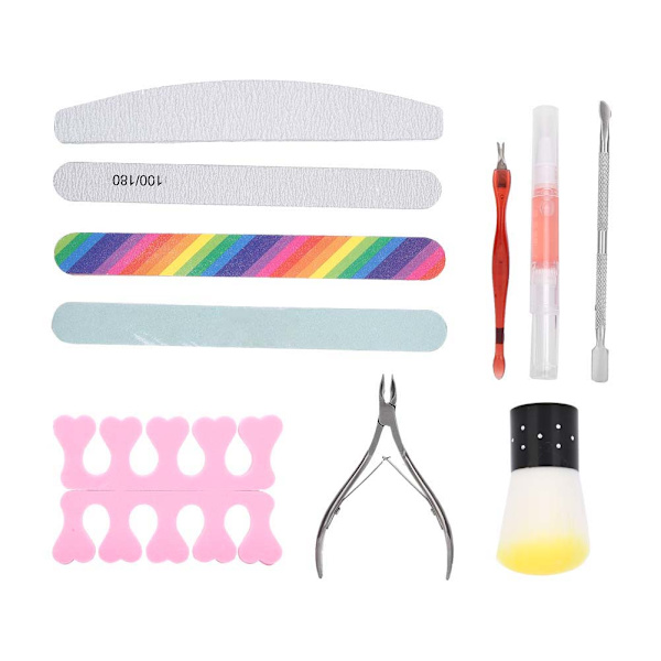 Nail Art Set Nagelfil Polerremsa Död hud Sax Dammrengöringsborste Nail Art Tools