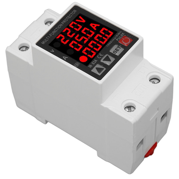 Strömskydd 3 Display Justerbar Intelligent Överspänning Underspänningsskydd AC 80‑300V 1‑63A