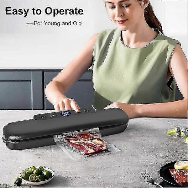 Vakuumforsegler for mat Vakuumemballeringsmaskin med pose Automatisk husholdningsmat Vakuumforsegling Inkludert EU-plugg-B
