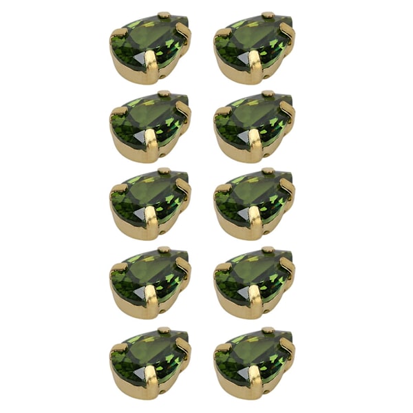 10 st sy rhinestones gyllene klo DIY rosett kläder tillbehör 7x10mm grön