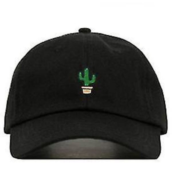 Kirjailtu Kaktus Baseball-Lippis - Musta Ulkoilulippis