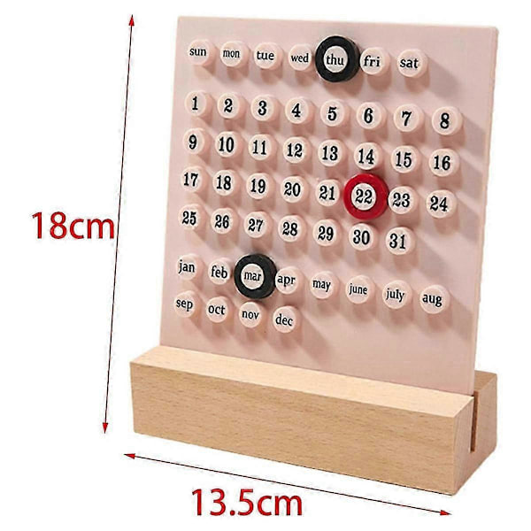 Skrivbordskalender i trä, evighetskalender, retro hem, unika presenter, månad-datumvisning, skrivbordsdekoration