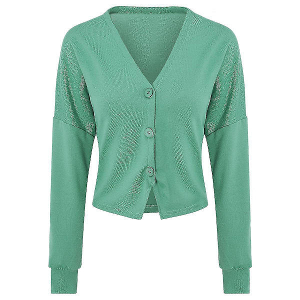 Fashion Design Bomull Dam V-hals Casual Cardigan - 15 Färger 3XL Grön