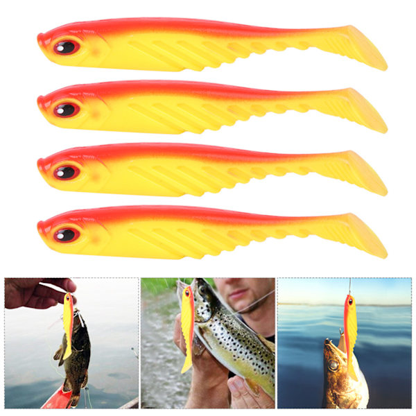 4 STK AR48 75 mm/3,2 g Fishing Soft T Tail agn Kunstig naturtro simulering lokketilbehør