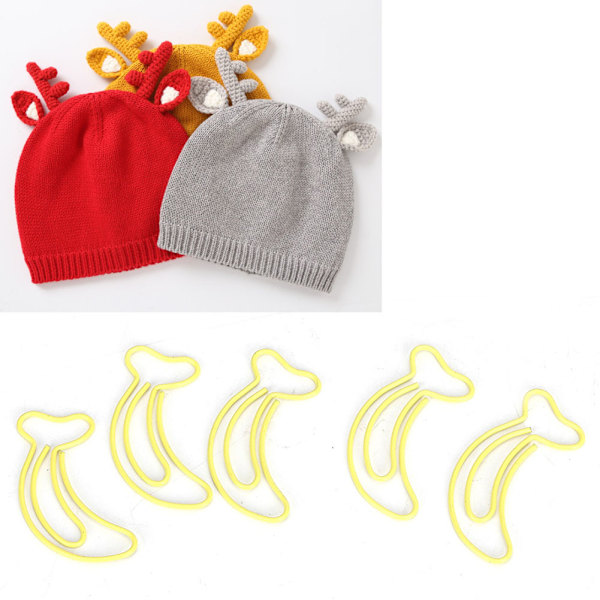 12 stk Gul klips Bananformet multifunktion fortykket papirclips 3x2cm Studenter Stationær