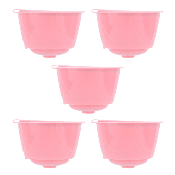 5 st återanvändbara påfyllningsbara kaffemaskinkapslar passar för DOLCE GUSTO-serien kaffebryggare rosa