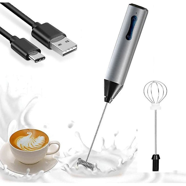 Bærbar Elektrisk Melkeskummer, USB-Lading Visp, 2 Justerbare Hastigheter, for Latte, Cappuccino, Eggepisker, Kaffe
