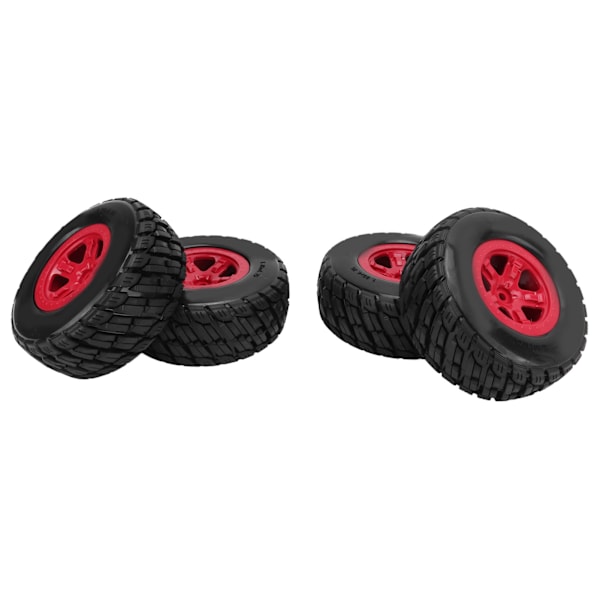 4 kpl RC Short Course -kuorma-auton renkaat Vaihda vakaa Helppo käsitellä RC-kuorma-auton renkaat 1/10 Short Course -kuorma-autolle Punainen