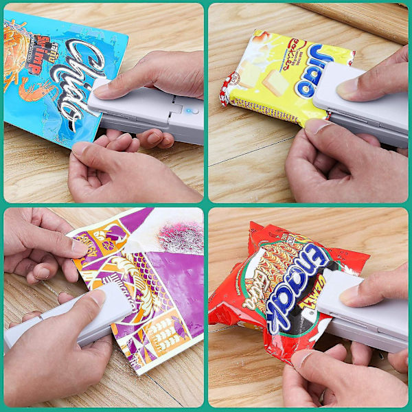 Bærbar 2-i-1 Poseforsegler og -skærer - Genopladelig, Ideel til Opbevaring af Mad og Forseglning af Snacks