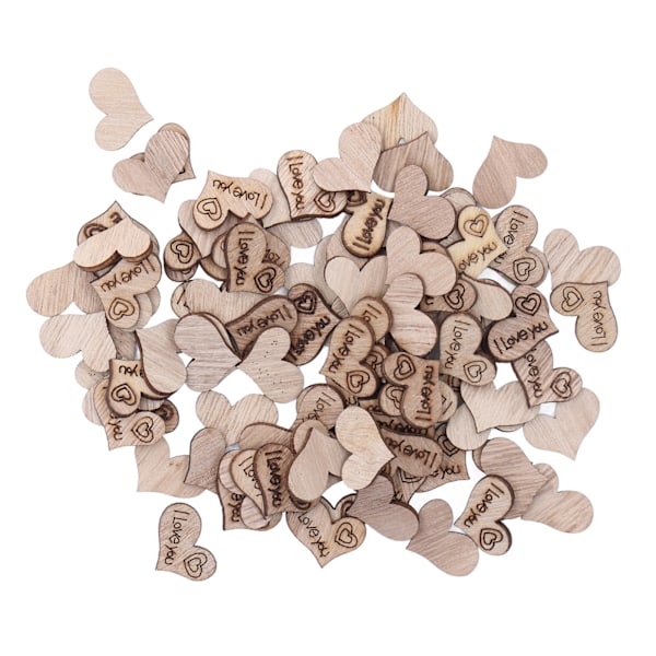 200 stk trehjerter 16x22mm Premium tre miljøvennlig giftfri bred applikasjon hjerteutskjæringer for DIY-gaver håndverk