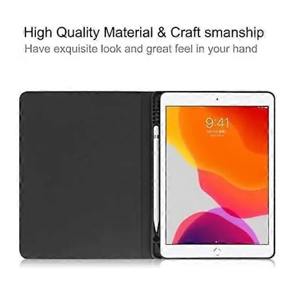 Etui til iPad 9./8./7. generation 10.2, Stødsikkert PU lædercover med penholder, Magnetisk stativ med 7 justerbare vinkler, Auto Sleep/Wak