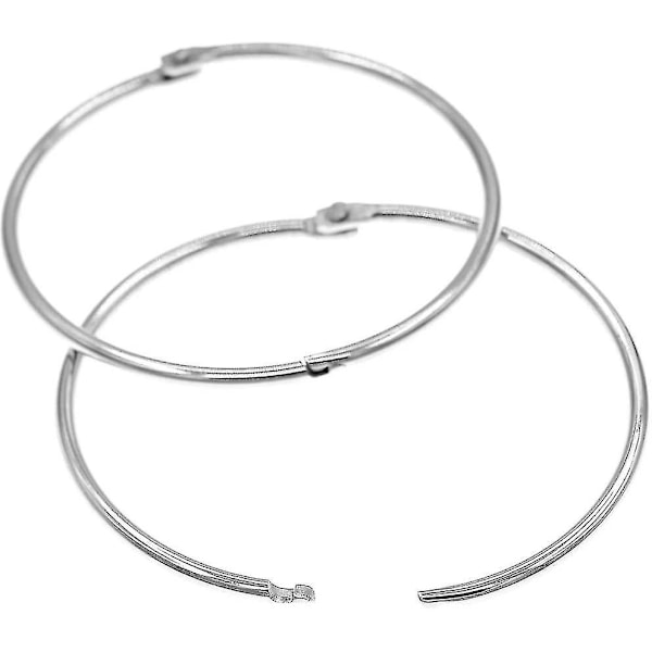 7,6 cm Erittäin Suuret Metalliset Kirjansidontarenkaat/ Irtolehtisidontarenkaat, Helppo Avata Ja Sulkea, 20 Kappaleen Jumbo Hopeiset Pyöreät Suihkuverhorenkaat (80 Mm)-B11