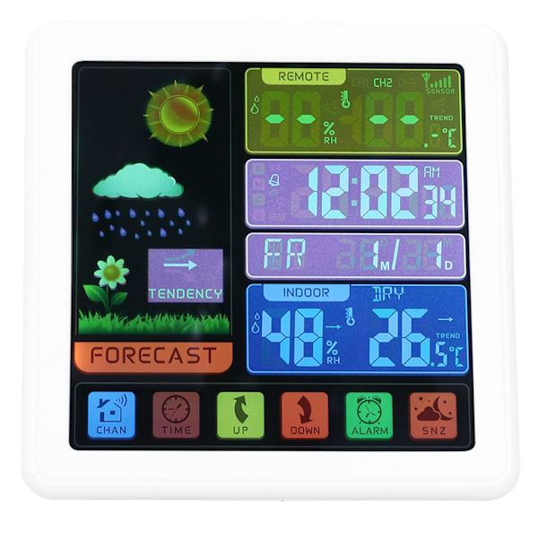 Trådlös väderklocka Digital termometer Hygrometer med pekskärm för hemmabruk USB 5V