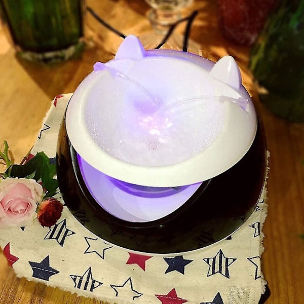 Automatisk dricksfontän för husdjur, självlysande elektrisk vattendispenser Drink well vattenfontän vattendispenser för katt hund vit USB