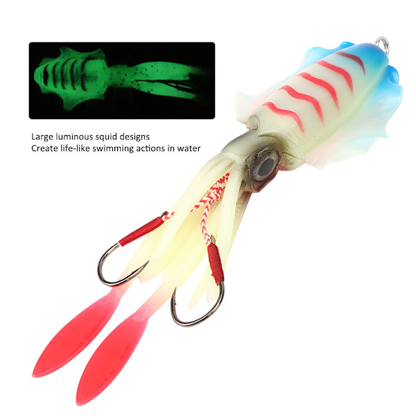 Lysende kunstig blækspruttefiskeagn Naturlignende agn med krog fiskegrej tilbehørTY-08 Lysende Pink