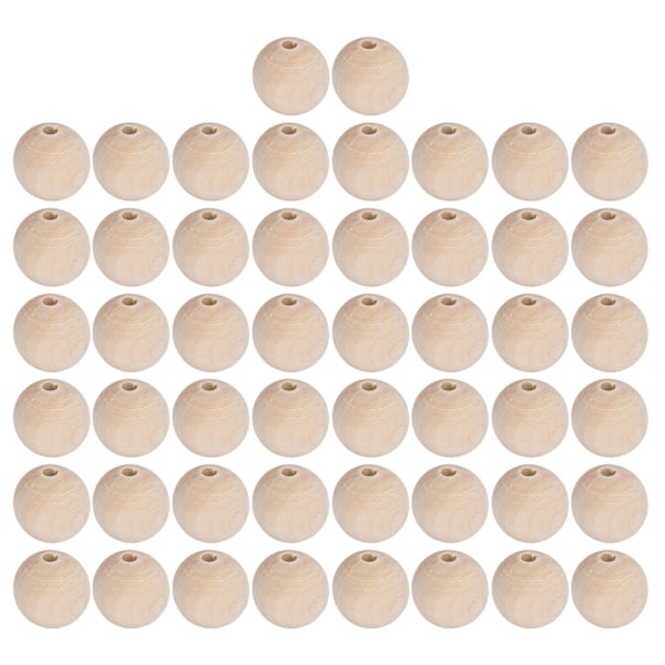 50Pcs Wooden Beads 30mm Natural Glossy Surface Fine Polishing Easy Painting Wide Application Wooden Beads Bulk