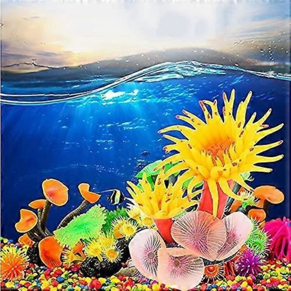 Akvarie Simulation Koral Dekoration Silikone Kunstig Akvarium Falsk Koral Plante Undervands Akvatisk Søanemone Ornament