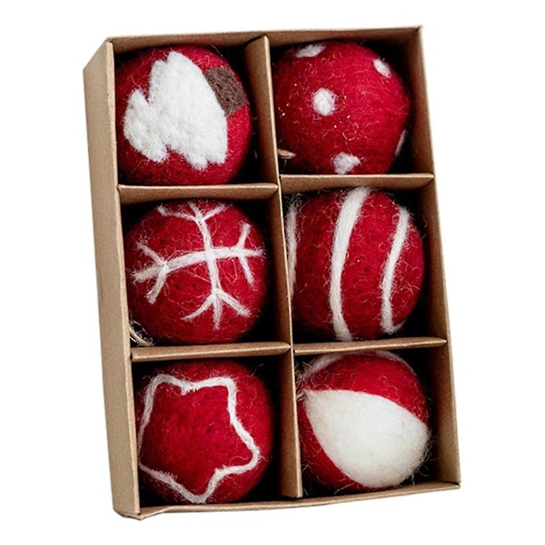 6/36 stk. 3/5 cm Julefiltball Snøfnugg Snømann Ensfarvet Knusesikker Gjenbrukbar Juletre Hengende Ball Ornament Anheng D