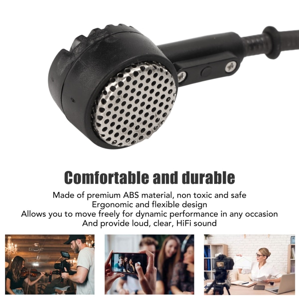 6,35 mm ørekrokmikrofon Ergonomisk dynamisk 16,4 fot kablet hodesettmikrofon for karaokehøyttalere Forsterkere Undervisning