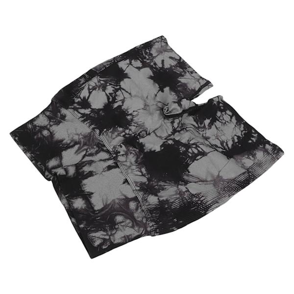 Yogashorts med høj talje til kvinder Tie Dye Elastisk åndbar numseløft Fitness Atletisk træningsshorts Sort M