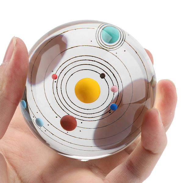 8 cm klar kristallkula transparent galaxier sfär förmögenhetskula hemmakontorsdekor (solsystem)