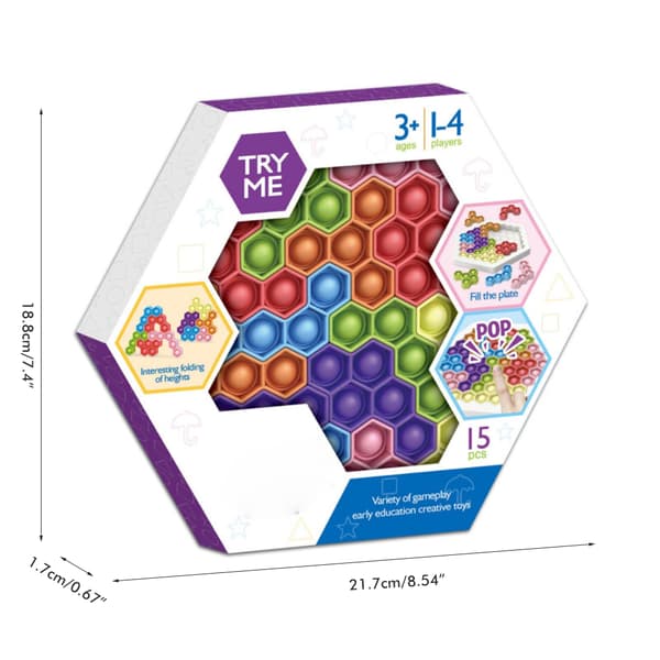 Hexagon Push Bubble Sensorisk Legetøj Autisme Særlige Behov Stressaflastende Silikone Dekompression Legetøj Vaskbart Byggeklods Puslespil til Børn