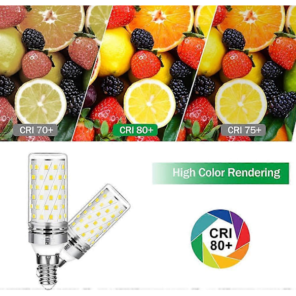 Led-lamput E14 Kirkas valkoinen, 16W (vastaa 100W halogeenia) E14 kierrekanta lamppu 6000K 1200LM Ei himmennettävä Välkkymätön AC 220-240V kristallikruunuille