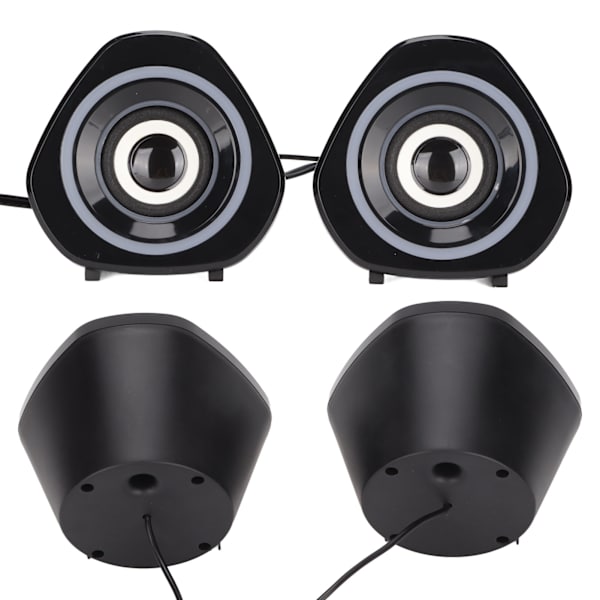 Skrivebords høyttaler USB-drevet tung subwoofer skrivebord mini LED-høyttaler for PalyStation4 datamaskin bærbar PC svart blått lys